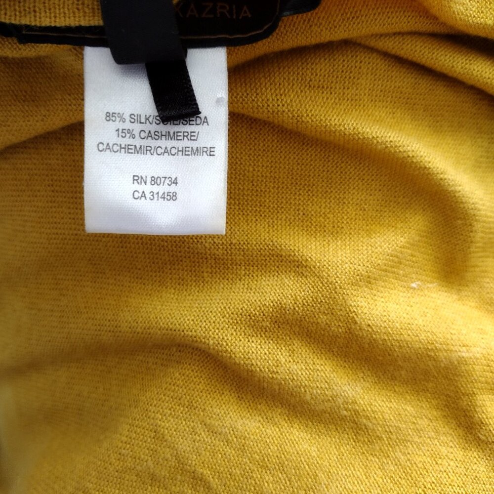 BCBG MaxAzria Silk & Cashmere Blend Cardigan Mustard Yellow Cardigan SweaterXS/S - Picture 10 of 10